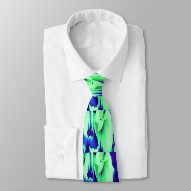 Two blues pale and deep sea pattern design tie (Tied)