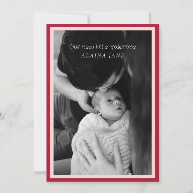 two bordered modern valentine birth announcement (Front)