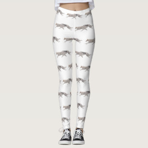 Two Borzoi Running Dog Art Leggings