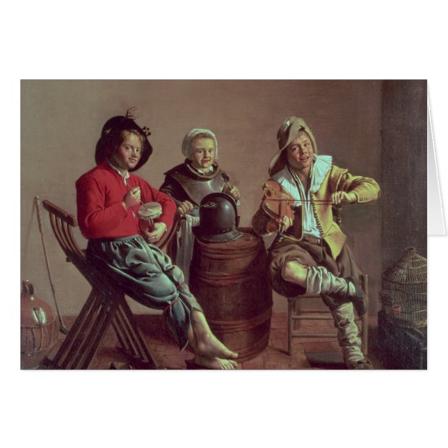 Two Boys and a Girl Making Music, 1629 (Front Horizontal)