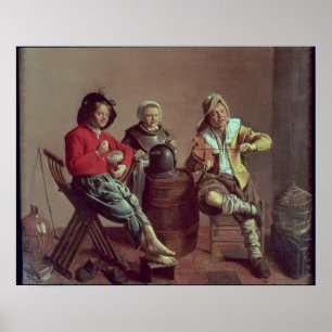 Two Boys and a Girl Making Music, 1629 Poster