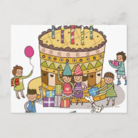 Two boys and three girls in a birthday party