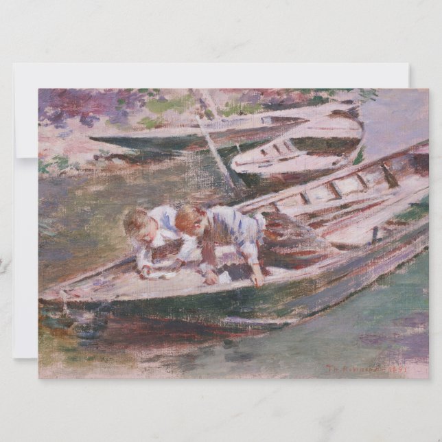 Two Boys in a Boat (by Theodore Robinson) Card (Front)