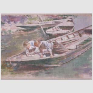 Two Boys in a Boat (by Theodore Robinson) Tissue Paper