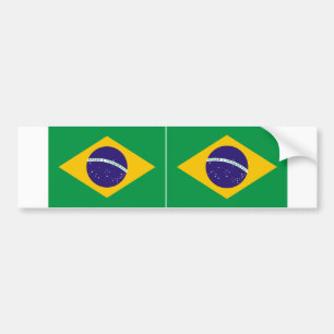 TWO Brazil National Flag Bumper Sticker