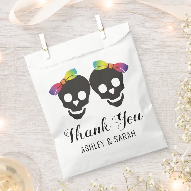 Two brides and confetti Thank You lesbian wedding Favour Bags (Clipped)