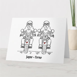 Two Brides Biker Motorcycle Wedding Card