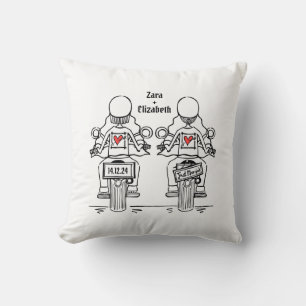 Two Brides Biker Motorcycle Wedding Cushion