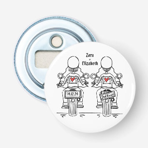 Two Brides Biker Motorcycle Wedding Favour Bottle Opener