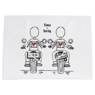 Two Brides Biker Motorcycle Wedding Large Gift Bag