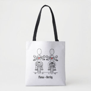 Two Brides Biker Motorcycle Wedding Tote Bag