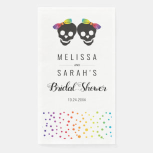 Two brides confetti rainbow colours lesbian weddin napkin
