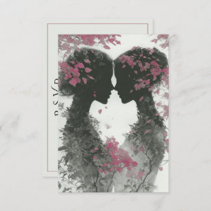 Two Brides Hand Drawn Pencil Illustration RSVP Card