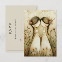 Two Brides Hand Drawn Pencil Illustration