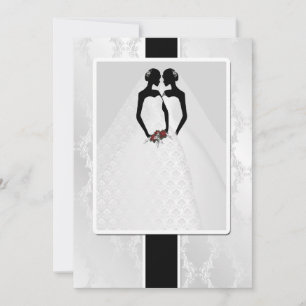 Two Brides In Bridal Gowns Wedding Invitation