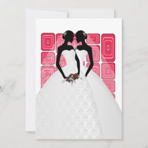 Two Brides In Bridal Gowns Wedding Invitation