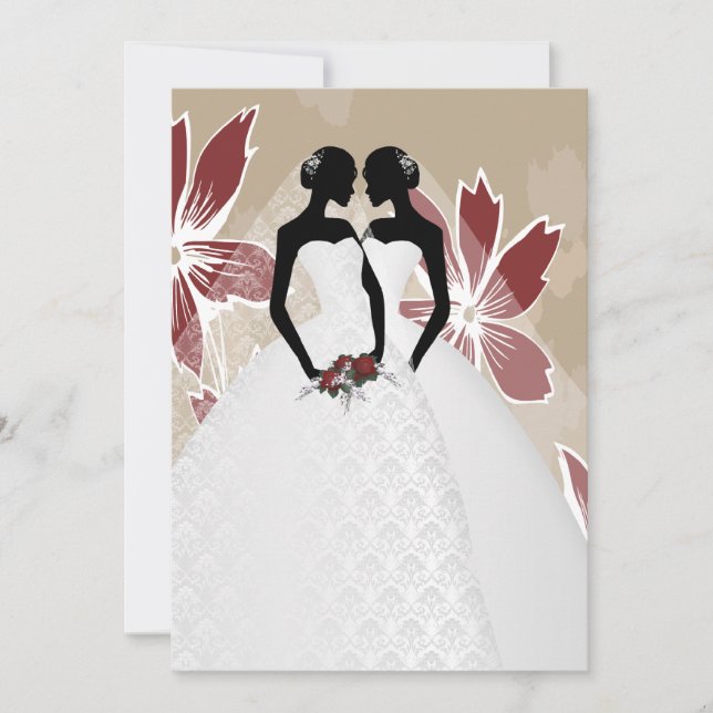 Two Brides In Bridal Gowns Wedding Invitation (Front)