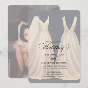Two brides in Wedding dresses photo Invitation