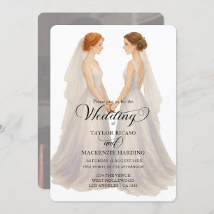 Two brides in Wedding dresses photo  Invitation