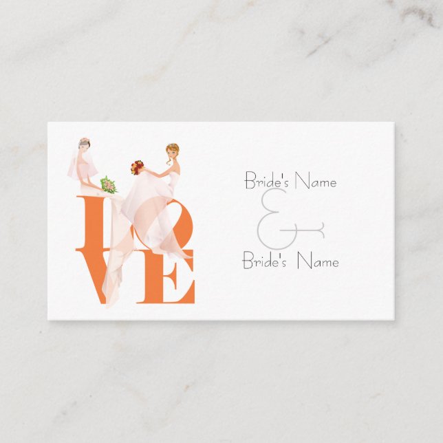 Two Brides LOVE Lesbian Website Wedding Card (Front)