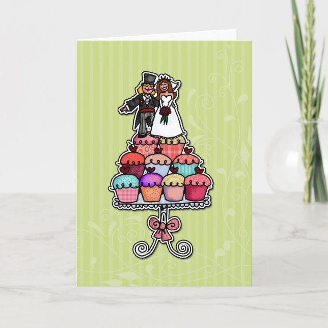Two Brides on Cupcake Stack Card (Front)