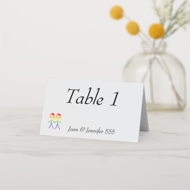 Two Brides Rainbow Love Place Card (Front)