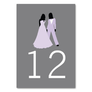 Two Brides Table Number Wedding (Lilac And Grey)