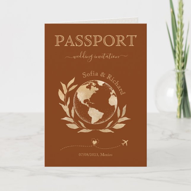 Two Brides Wedding Destination Passport World Map Invitation (Front)