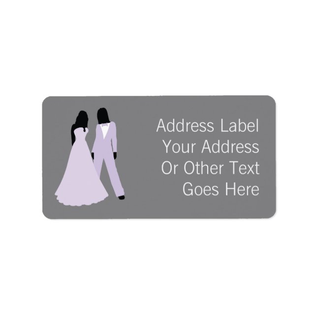 Two Brides Wedding (Lilac Grey) Personalised Label (Front)