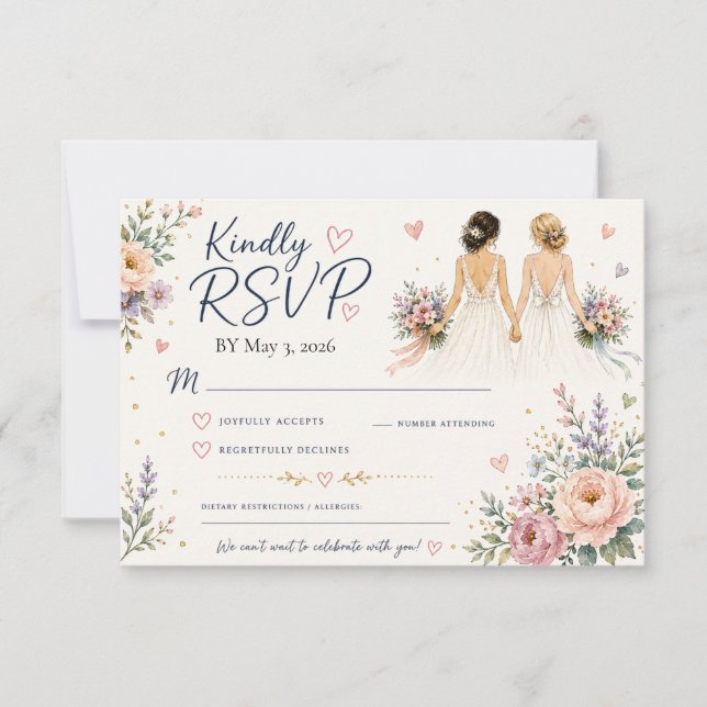 Two Brides Wedding RSVP Card (Front)