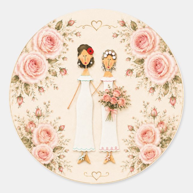 Two Brides Wedding Sticker (Front)