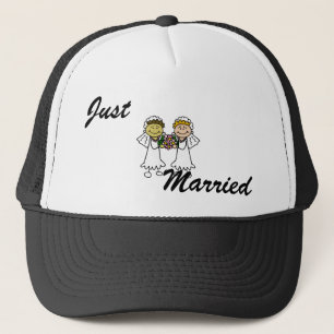 Two Brides with Flowers - Interracial Asian Trucker Hat