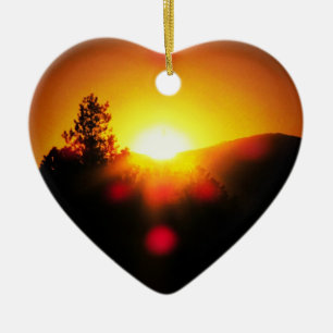 Two Bright Orange Sunsets Ceramic Tree Decoration