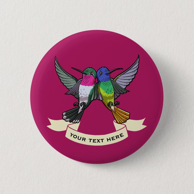 Two Brightly Coloured Hovering Hummingbirds 6 Cm Round Badge (Front)