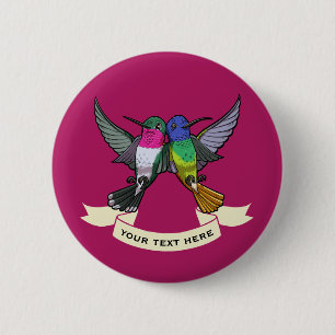 Two Brightly Coloured Hovering Hummingbirds 6 Cm Round Badge