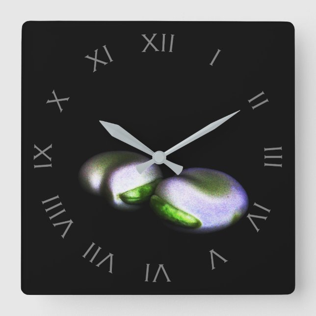 Two Broad Beans Grey Roman Numbers wccna Square Wall Clock (Front)