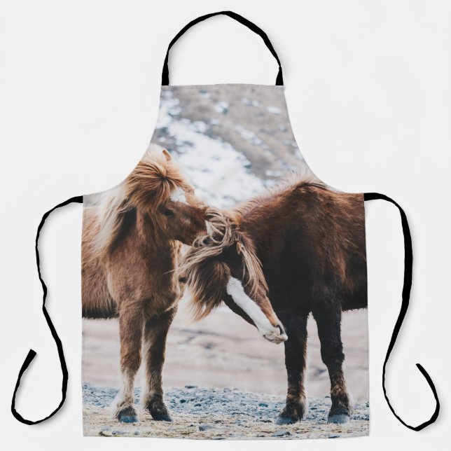 TWO BROWN HORSES ON FIELD APRON (Front)