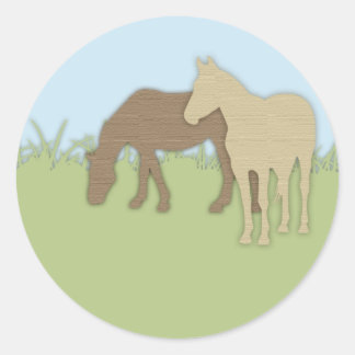 Two Brown Ponies Classic Round Sticker