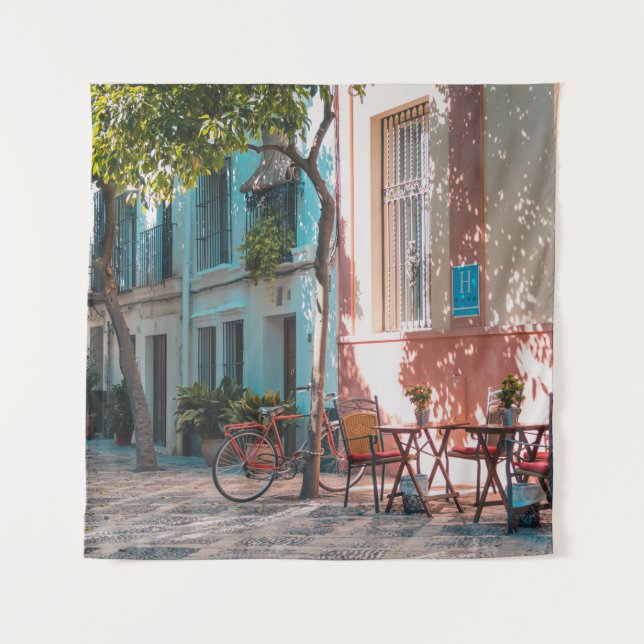 Two brown table outside tapestry (Front)