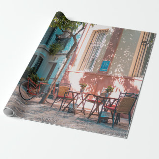 Two brown table outside wrapping paper