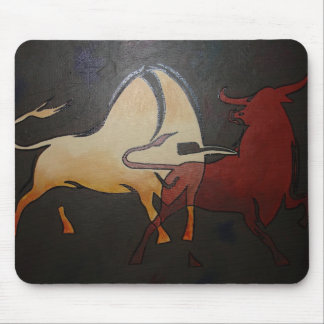 Two Bulls Fighting Mouse Pad