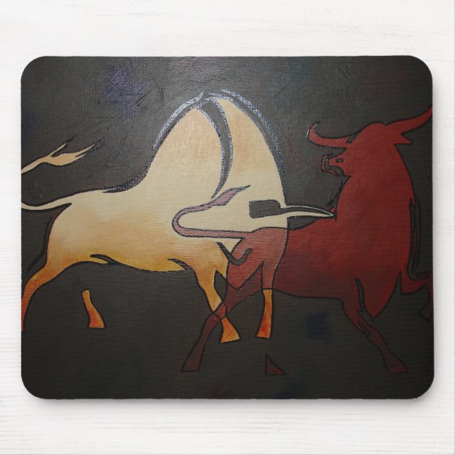 Two Bulls Fighting Mouse Pad (Front)