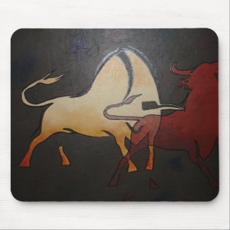 Two Bulls Fighting Mouse Pad