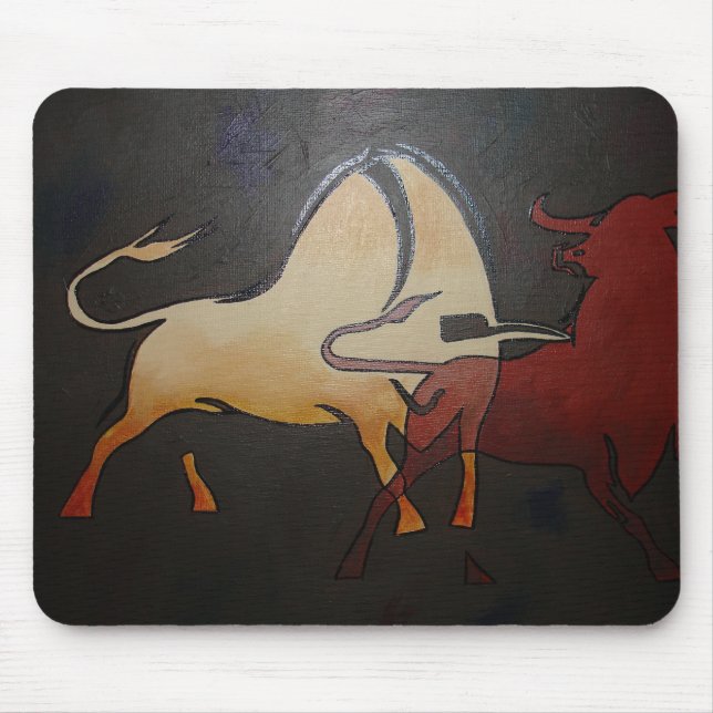 Two Bulls Fighting Mouse Pad (Front)