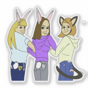 Two bunnies and a kitty