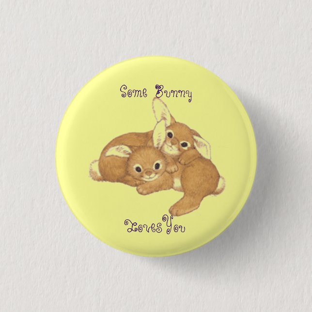 Two Bunnies Button Pin (Front)
