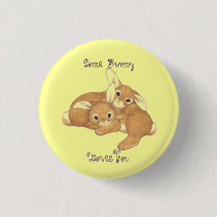 Two Bunnies Button Pin