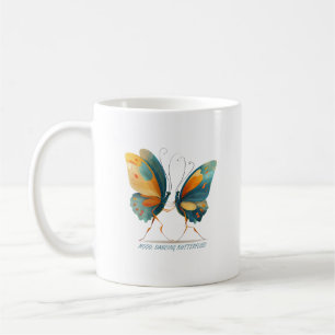 Two butterflies dancing, colored wings. coffee mug