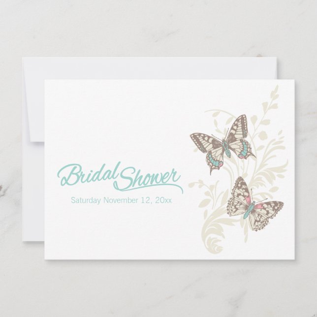 Two butterflies graphic bridal shower invitation (Front)