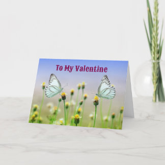 Two Butterflies In A Garden Valentine Day Card